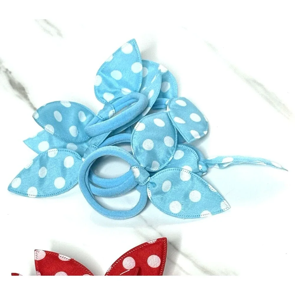 Girls Assorted Polka Dot Rabbit Ears Bow Cute Ponytail Holders Set of 30 New!